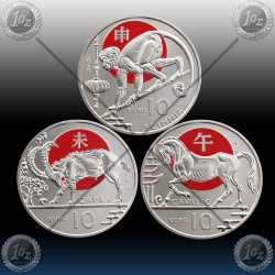 3 x 10 EVRO SAN MARINO 2024 (LUNAR) UNC